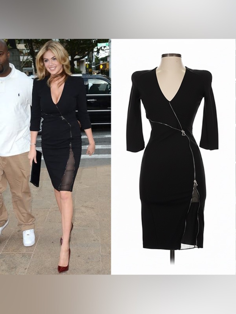 Altuzarra Black V-Neck Zip-Accent Midi Dress